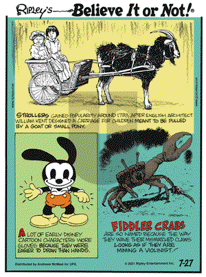 Ripley's Believe It or Not on Tuesday July 27, 2021 Comic Strip