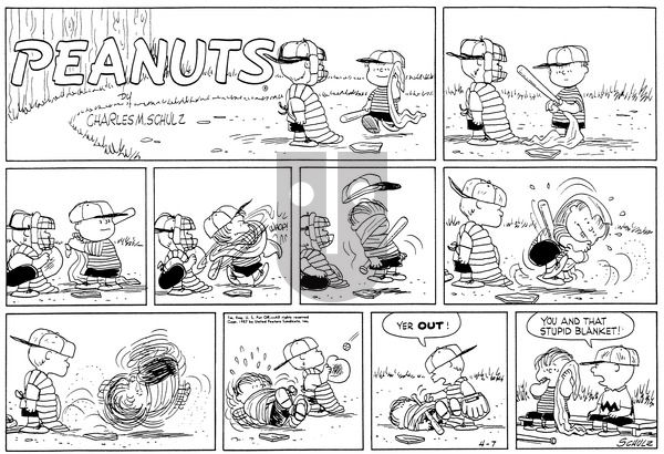 Peanuts on Sunday April 7, 1957 Comic Strip