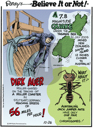 Ripley's Believe It or Not on Monday October 26, 2009 Comic Strip