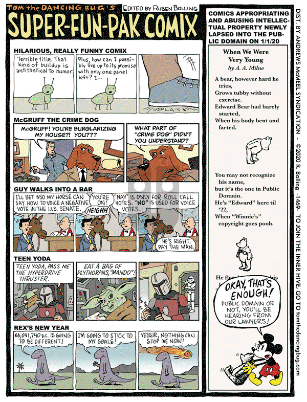 Tom the Dancing Bug on Friday January 10, 2020 Comic Strip