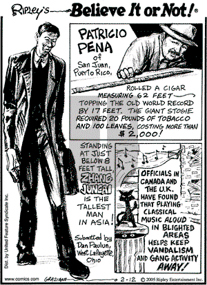 Ripley's Believe It or Not on Friday April 8, 2005 Comic Strip
