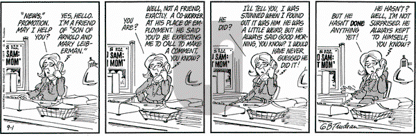 Doonesbury on Thursday September 1, 1977 Comic Strip