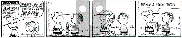 Peanuts on Saturday March 18, 1967 Comic Strip