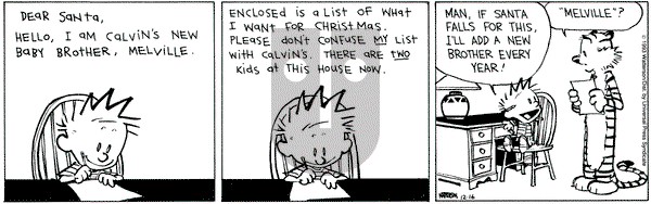 Calvin and Hobbes on Thursday December 16, 1993 Comic Strip