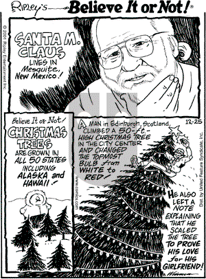 Ripley's Believe It or Not on Tuesday December 25, 2001 Comic Strip
