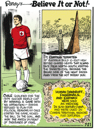 Ripley's Believe It or Not on Monday July 21, 2014 Comic Strip