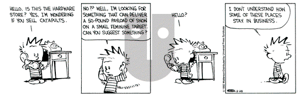Calvin and Hobbes on Friday February 28, 1992 Comic Strip