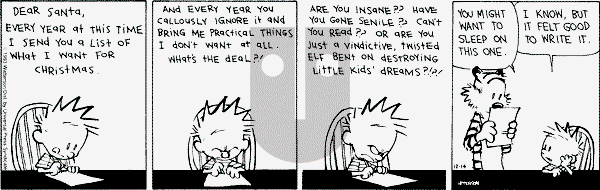 Calvin and Hobbes - Tuesday December 14, 1993 Comic Strip