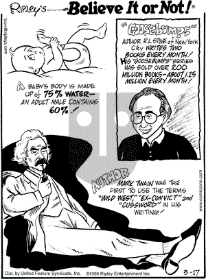 Ripley's Believe It or Not on Wednesday March 17, 1999 Comic Strip