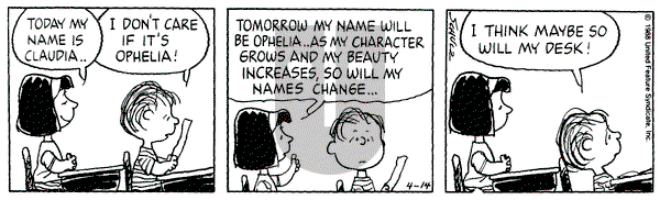 Peanuts on Thursday April 14, 1988 Comic Strip