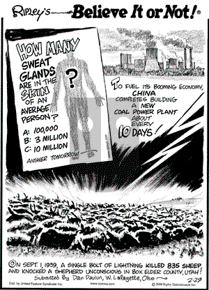 Ripley's Believe It or Not on Friday February 29, 2008 Comic Strip