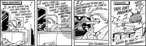 Doonesbury - Monday September 29, 1986 Comic Strip