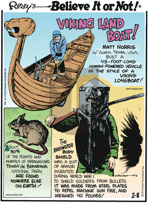 Ripley's Believe It or Not on Monday February 8, 2010 Comic Strip