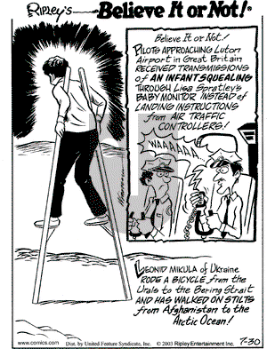 Ripley's Believe It or Not on Wednesday July 30, 2003 Comic Strip