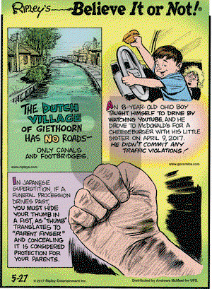 Ripley's Believe It or Not on Saturday May 27, 2017 Comic Strip