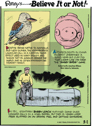 Ripley's Believe It or Not on Monday March 1, 2021 Comic Strip
