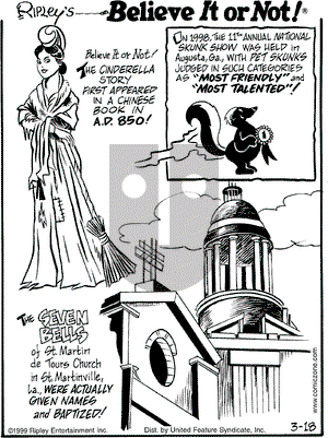 Ripley's Believe It or Not on Thursday March 18, 1999 Comic Strip
