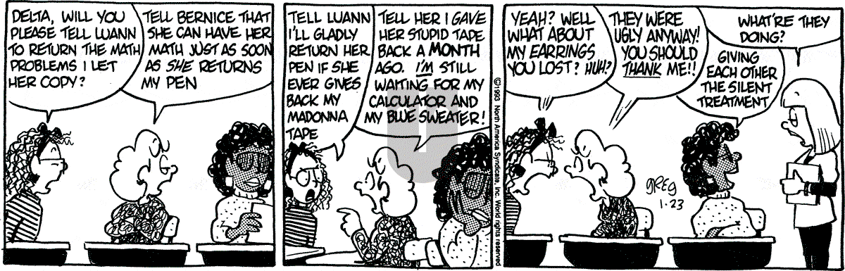 Luann - Saturday January 23, 1993 Comic Strip