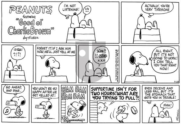 Peanuts on Sunday July 27, 1975 Comic Strip