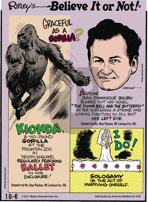 Ripley's Believe It or Not on Friday October 6, 2017 Comic Strip