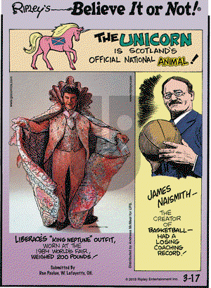 Ripley's Believe It or Not on Saturday March 17, 2018 Comic Strip