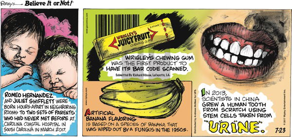 Ripley's Believe It or Not on Sunday July 23, 2017 Comic Strip