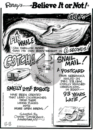 Ripley's Believe It or Not on Monday March 3, 2008 Comic Strip