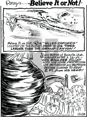 Ripley's Believe It or Not on Friday December 28, 2001 Comic Strip