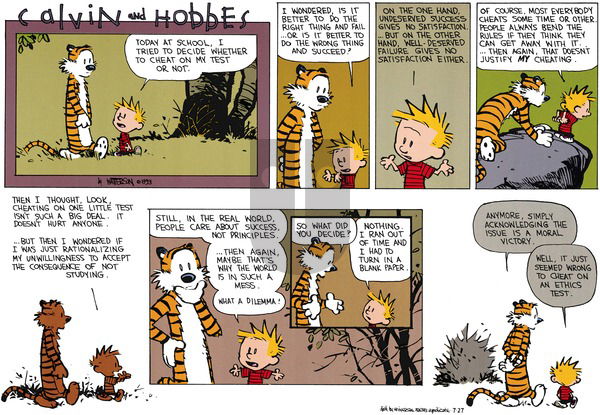 Calvin and Hobbes on Sunday September 12, 1993 Comic Strip