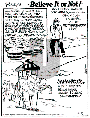 Ripley's Believe It or Not on Tuesday September 2, 1997 Comic Strip