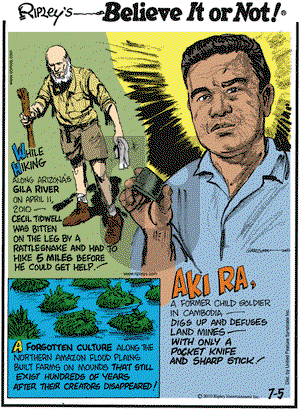 Ripley's Believe It or Not on Monday July 5, 2010 Comic Strip