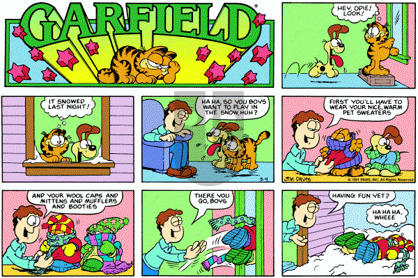 Garfield on Sunday March 4, 1984 Comic Strip