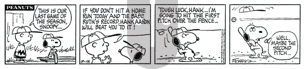 Peanuts - Thursday August 16, 1973 Comic Strip