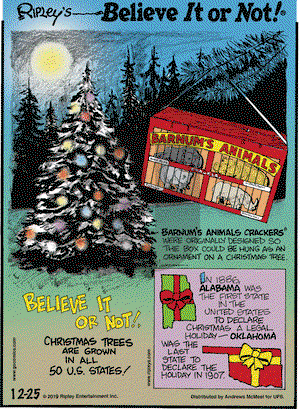 Ripley's Believe It or Not on Wednesday December 25, 2019 Comic Strip