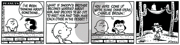 Peanuts on Tuesday November 25, 1975 Comic Strip
