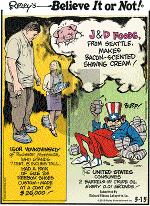 Ripley's Believe It or Not on Friday March 15, 2013 Comic Strip