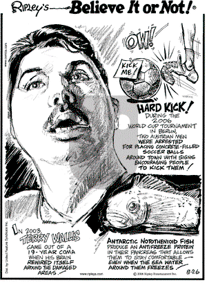 Ripley's Believe It or Not on Saturday August 26, 2006 Comic Strip