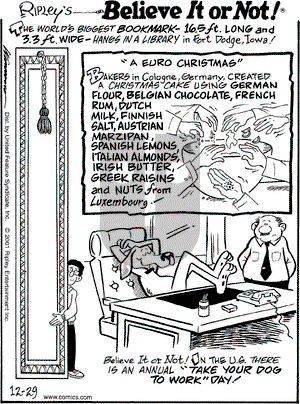 Ripley's Believe It or Not on Saturday December 29, 2001 Comic Strip