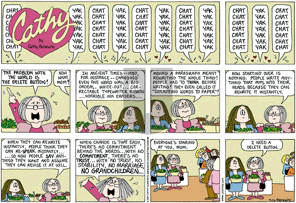 Cathy Classics - Sunday September 16, 2001 Comic Strip
