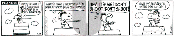 Peanuts on Wednesday January 18, 1967 Comic Strip