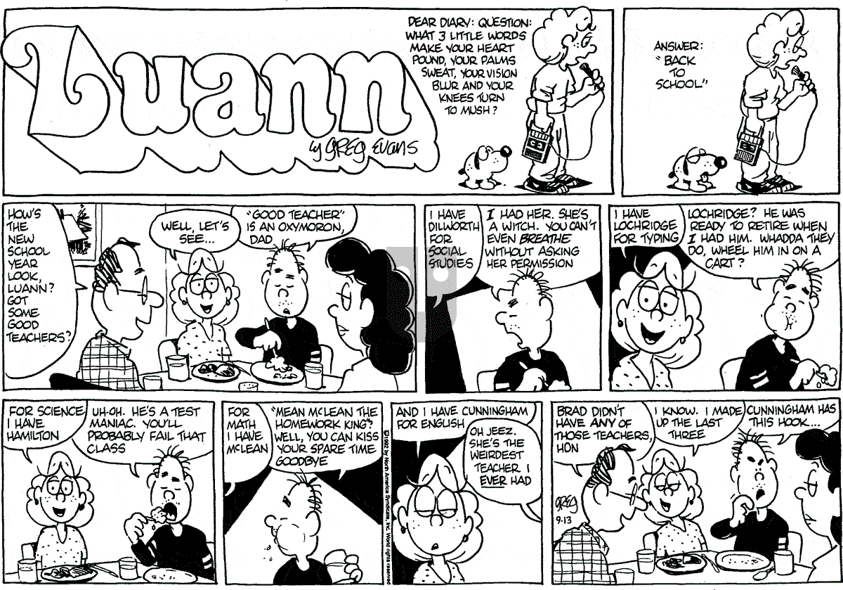 Luann - Sunday September 13, 1992 Comic Strip