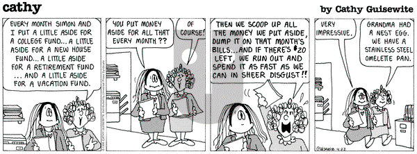 Cathy Classics on Wednesday August 14, 1996 Comic Strip