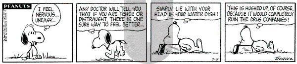 Peanuts on Wednesday July 5, 1967 Comic Strip