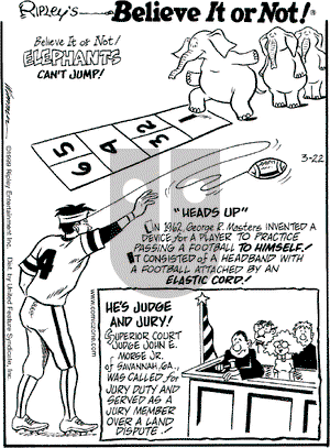 Ripley's Believe It or Not on Monday March 22, 1999 Comic Strip