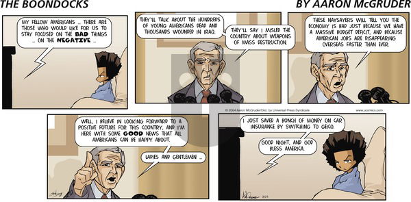 The Boondocks on Sunday March 21, 2004 Comic Strip