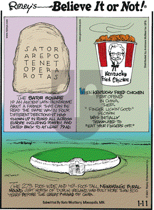 Ripley's Believe It or Not on Monday January 11, 2021 Comic Strip