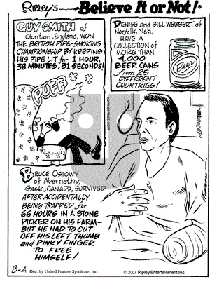 Ripley's Believe It or Not on Monday August 4, 2003 Comic Strip