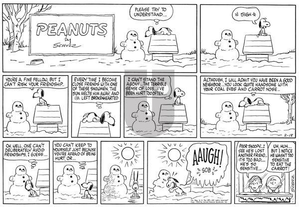 Peanuts on Sunday February 13, 1972 Comic Strip