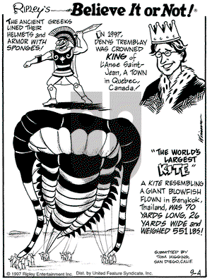 Ripley's Believe It or Not on Monday September 22, 1997 Comic Strip