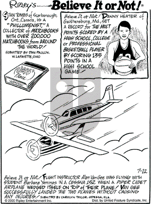 Ripley's Believe It or Not on Wednesday July 12, 2000 Comic Strip